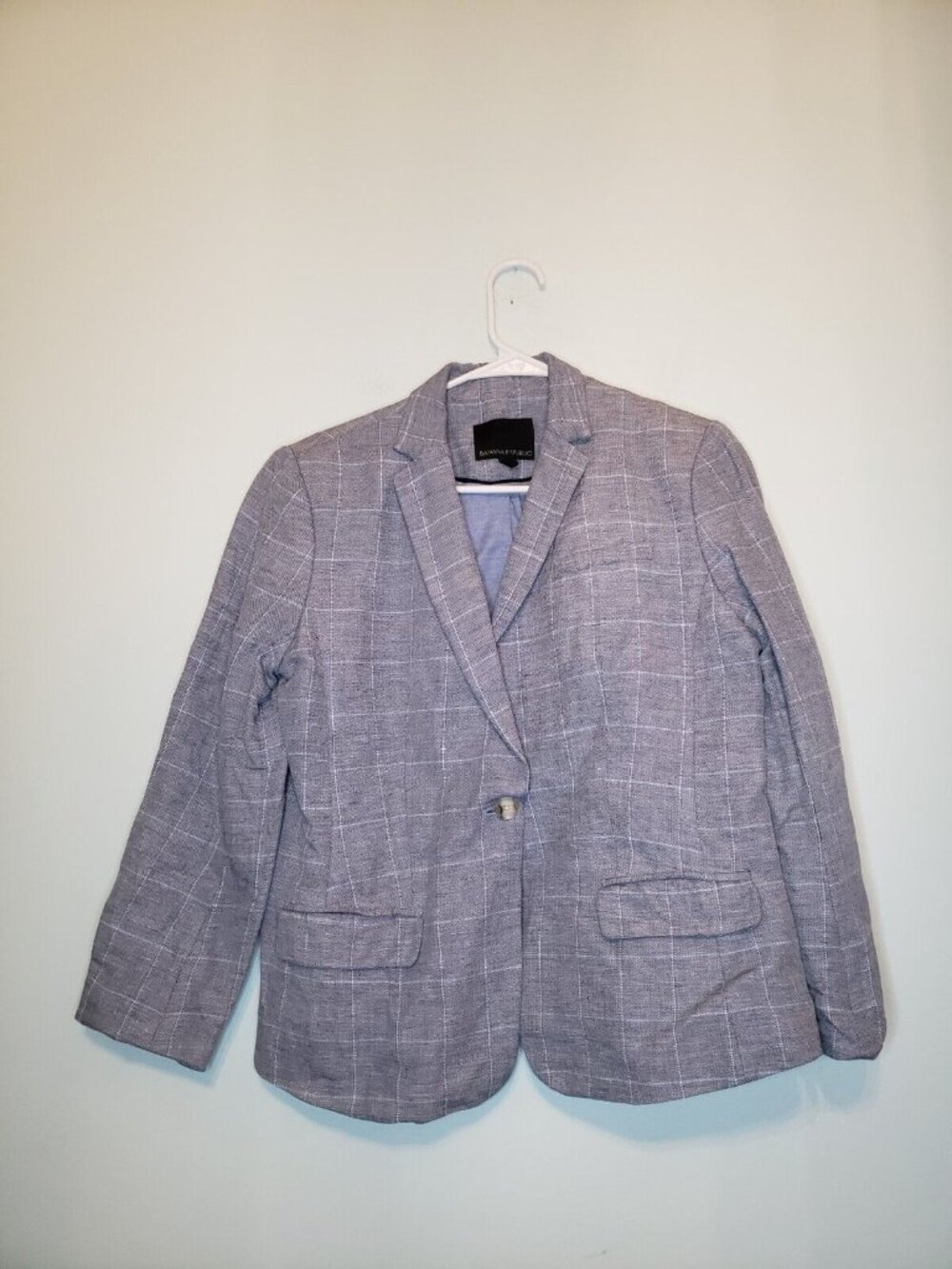 Banana Republic Womens Sz 6 Blazer Long Sleeve Blue Linen Blend Business Career